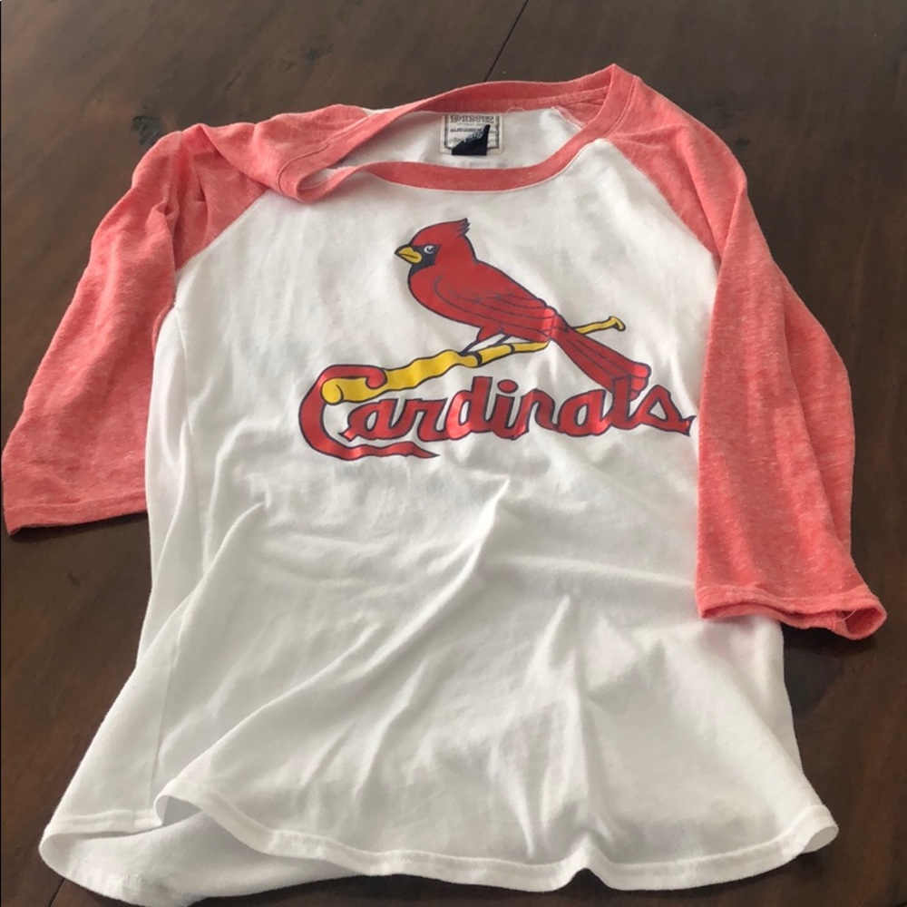 PINK Victoria's Secret Red and White Long Sleeve Tee